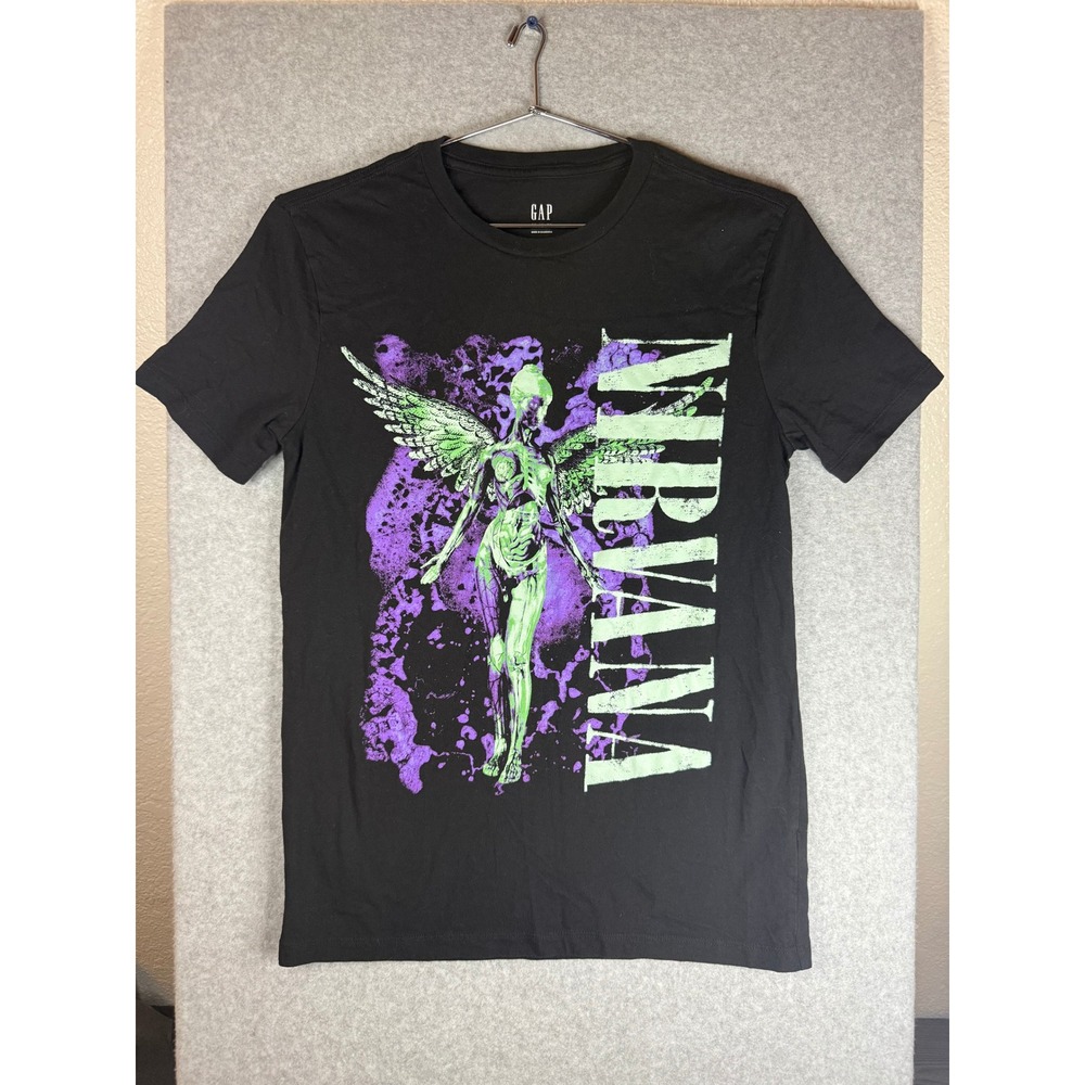 Gap Nirvana In Utero Graphic T-Shirt Black Green Purple Angel XS